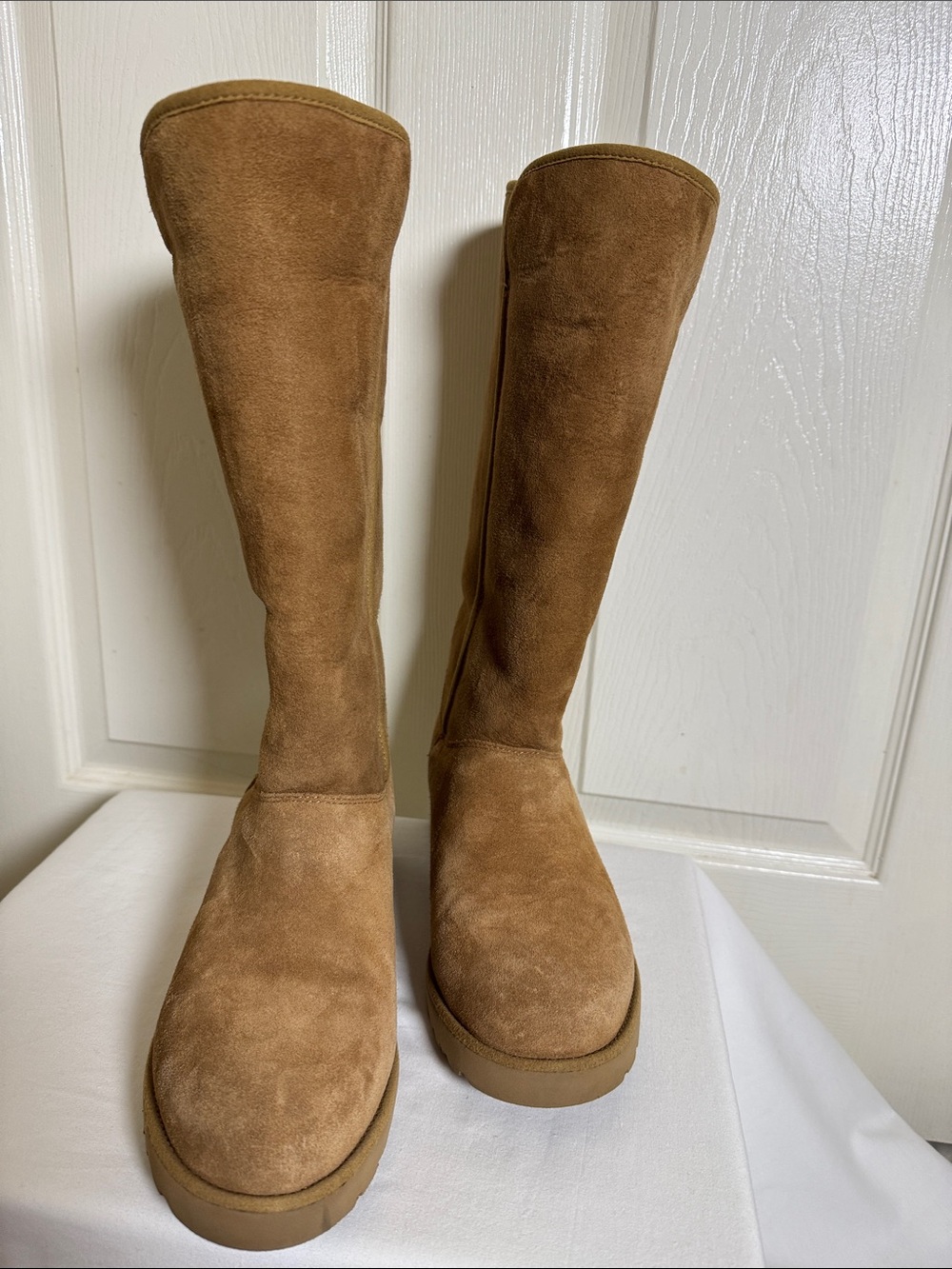UGG Women’s Kara Boot Tall Suede Below the Knee Boots — Chestnut Brown